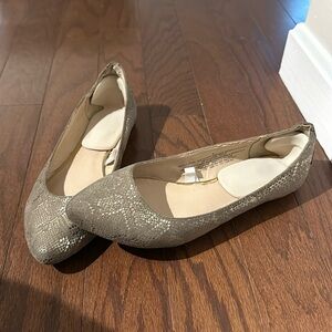 Gold Snake Print Flats